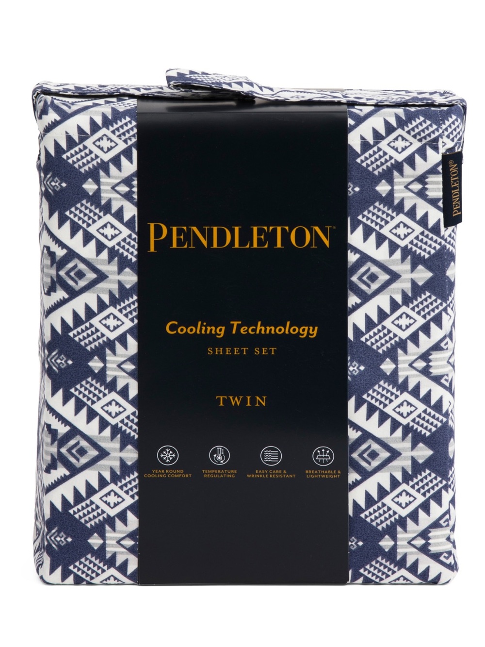 Pendleton Navy & White Geometric Twin Cooling Sheet Set